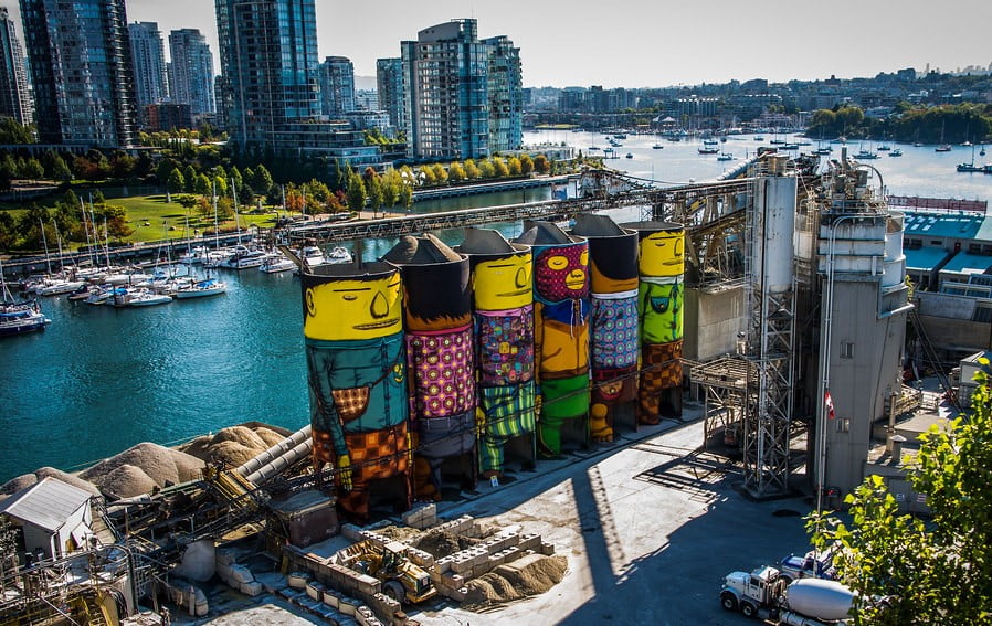 Giants on Granville Island silos