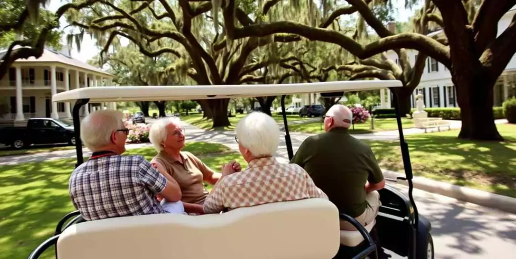 Exploring the charming streets of Beaufort’s historic district in style—one golf cart tour at a time!