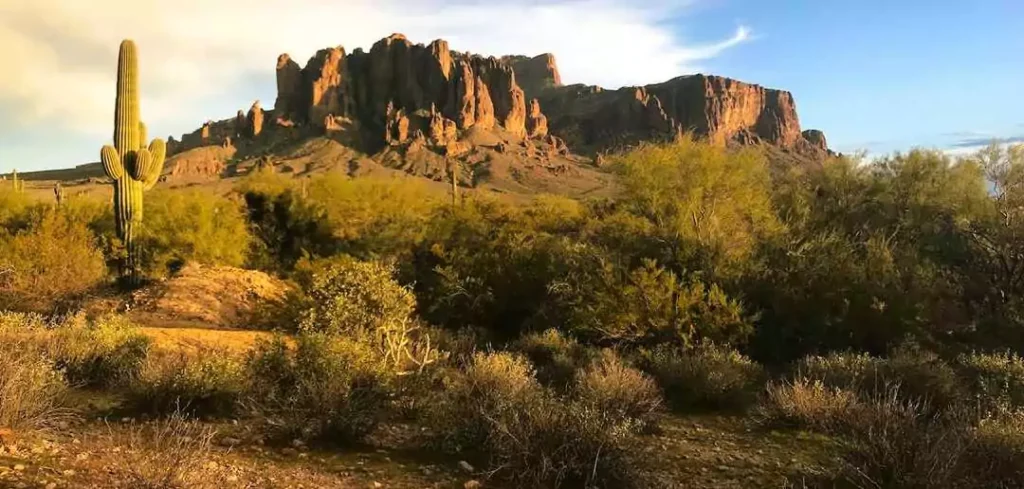 Hike or ride ATVs in the rugged Superstition Mountains.