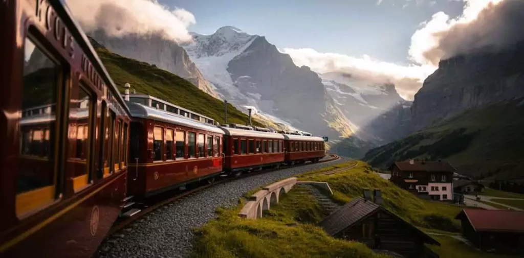 The Grand Alpine Express glides through some of Europe’s most breathtaking mountain scenery.