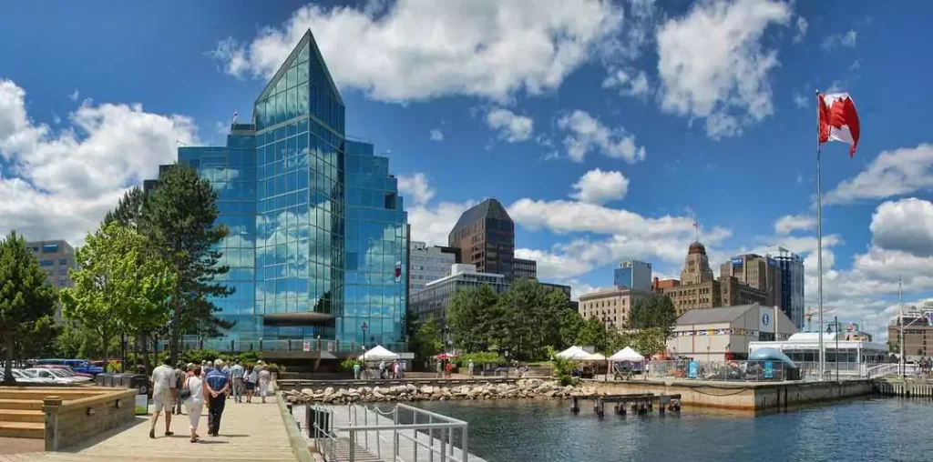 The Halifax waterfront boardwalk is flat, scenic, and full of places to rest