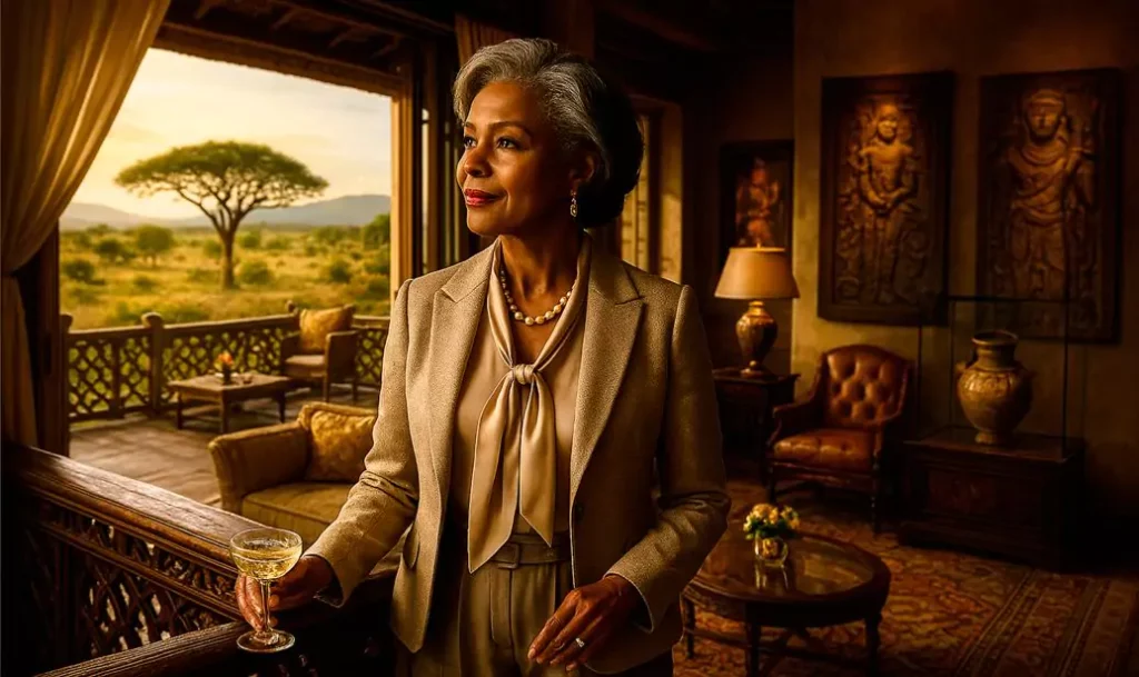 Senior African American traveler exploring cultural heritage sites